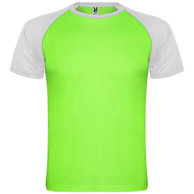 Picture of INDIANAPOLIS SHORT SLEEVE CHILDRENS SPORTS TEE SHIRT in Fluor Green & White