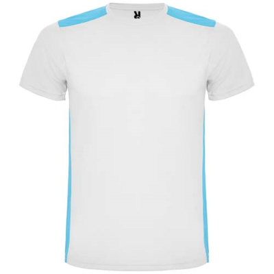 Picture of DETROIT SHORT SLEEVE CHILDRENS SPORTS TEE SHIRT in White & Turquois