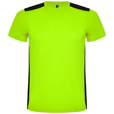 Picture of DETROIT SHORT SLEEVE CHILDRENS SPORTS TEE SHIRT in Lime&Solid Black