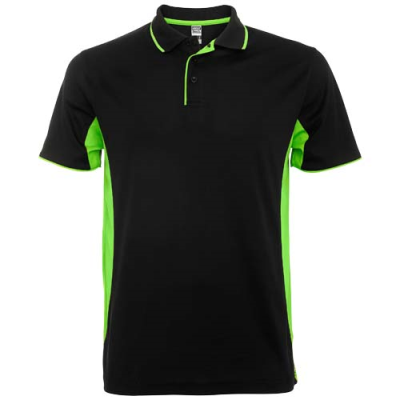 Picture of MONTMELO SHORT SLEEVE UNISEX SPORTS POLO in Solid Black&Lime.