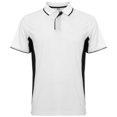 Picture of MONTMELO SHORT SLEEVE UNISEX SPORTS POLO in White_&_Solid Black.