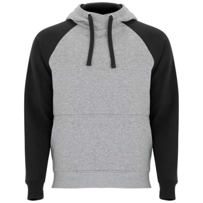 Picture of BADET UNISEX TWO-TONE HOODED HOODY in Heather Grey&Solid Black.