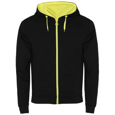 Picture of FUJI UNISEX SWEAT JACKET in Solid Black_&_Fluor Yellow.