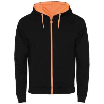 Picture of FUJI UNISEX SWEAT JACKET in Solid Black_&_Fluor Orange.