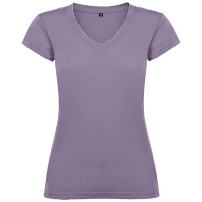 Picture of VICTORIA SHORT SLEEVE WOMENS V-NECK TEE SHIRT in Lavender.