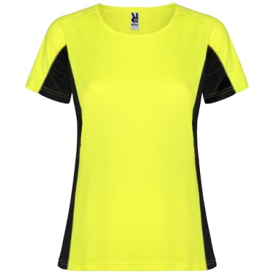 Picture of SHANGHAI SHORT SLEEVE WOMENS SPORTS TEE SHIRT in Fluor Yellow&Solid Black