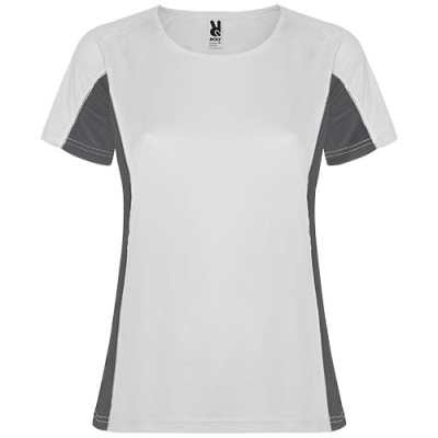 Picture of SHANGHAI SHORT SLEEVE WOMENS SPORTS TEE SHIRT in White & Dark Lead