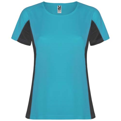 Picture of SHANGHAI SHORT SLEEVE WOMENS SPORTS TEE SHIRT in Turquois&Dark Lead