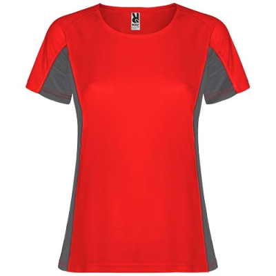 Picture of SHANGHAI SHORT SLEEVE WOMENS SPORTS TEE SHIRT in Red&Dark Lead.