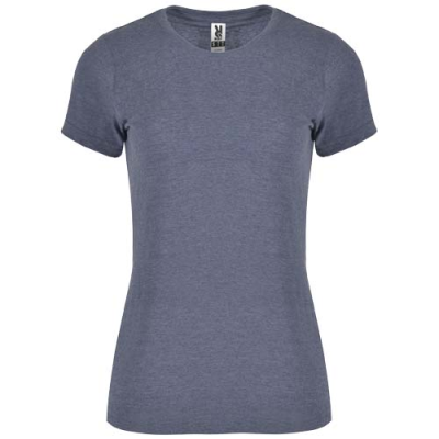 Picture of FOX SHORT SLEEVE WOMENS TEE SHIRT in Heather Denim Blue.