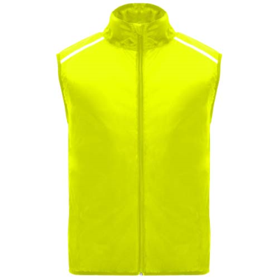 Picture of JANNU UNISEX LIGHTWEIGHT RUNNING BODYWARMER in Fluor Yellow.