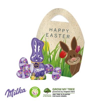 Picture of PERSONALISED MILKA BUNNY RABBIT AND EGG BASKET