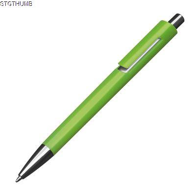 Picture of COLOURFUL PLASTIC BALL PEN in Apple Green.