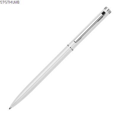 Picture of ELEGANT METAL BALL PEN SLIM LINE in White.