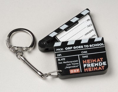 Picture of FILM CLAPPERBOARD CLAPPER KEYRING with Address Section.