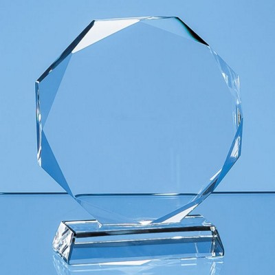 Picture of 10CM x 10CM x 15MM CLEAR TRANSPARENT GLASS FACETTED OCTAGON AWARD; PRESENTATION BOX: INC