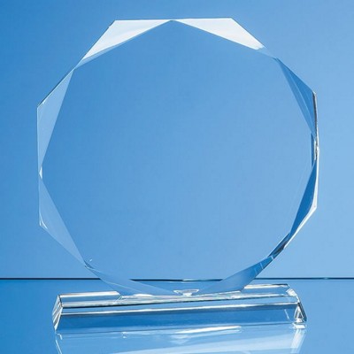 Picture of 15CM x 15CM x 15MM CLEAR TRANSPARENT GLASS FACETTED OCTAGON AWARD; PRESENTATION BOX: INC