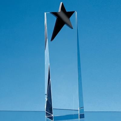 Picture of 18CM OPTICAL CRYSTAL RECTANGULAR WITH AN ONYX BLACK STAR AWARD