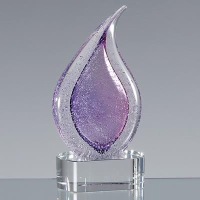 Picture of 17CM HANDMADE GLASS FROSTED HEATHER TEAR DROP AWARD; SKILLET