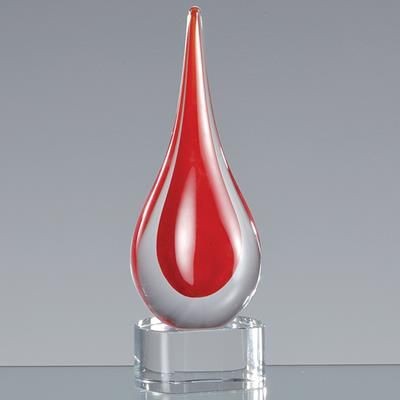 Picture of 18CM HANDMADE CRYSTAL BRILLIANT RED TEAR DROP AWARD