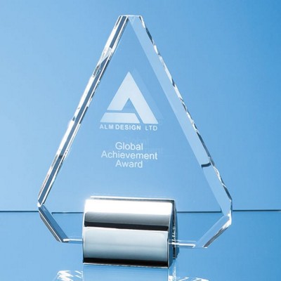 Picture of OPTICAL CRYSTAL GLASS DIAMOND AWARD MOUNTED ON SILVER CHROME STAND