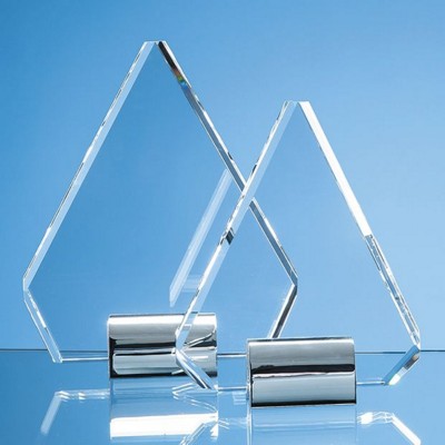 Picture of OPTICAL CRYSTAL GLASS DIAMOND AWARD MOUNTED ON SILVER CHROME STAND