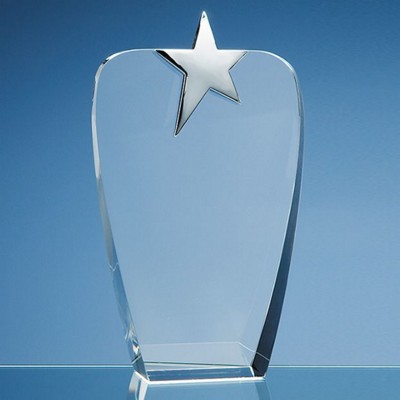 Picture of OPTICAL GLASS OVAL AWARD with Silver Star