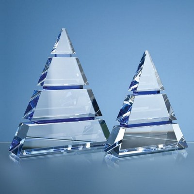 Picture of OPTICAL CRYSTAL LUXOR AWARD with 2 Cobalt Blue Lines