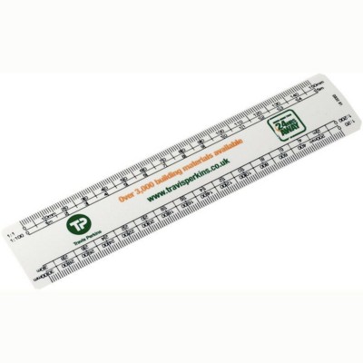 Picture of 150MM OVAL SCALE RULER  - RECYCLED PLASTIC in White.