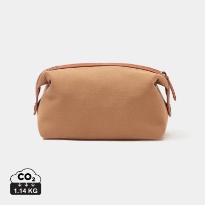 Picture of VINGA SLOANE TOILETRY BAG RCS RECYCLED POLYESTER in Brown.