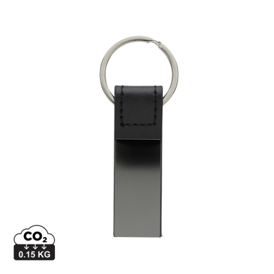 Picture of LUXURY PU KEYRING CHAIN RCS RECYCLED ZINC ALLOY in Black.