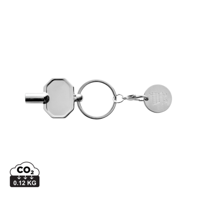 Picture of RCS RECYCLED ZINC ALLOY RADIATOR KEY KEYRING CHAIN with Coin in Silver