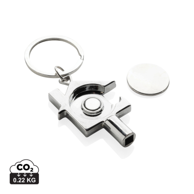 Picture of RCS RECYCLED ZINC ALLOY 3 in 1 Keyring Chain in Silver.