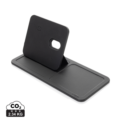 Picture of SWISS PEAK 3 in 1 Rcs Recycled PU Cordless Charger Desk Tray in Black