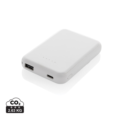 Picture of STELLAR RCS RECYCLED PLASTIC 5000 MAH 5W MAGNETIC POWERBANK in White