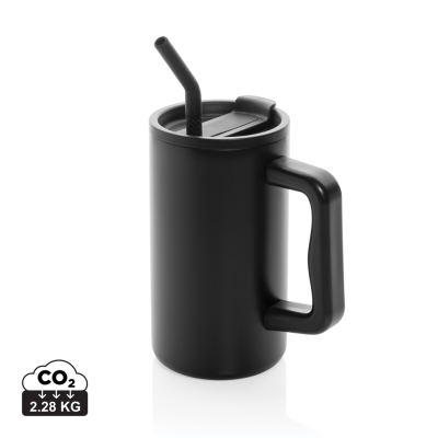 Picture of CUBE RCS CERTIFIED RECYCLED STEEL MUG 800ML in Black.