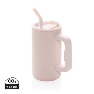 Picture of CUBE RCS CERTIFIED RECYCLED STEEL MUG 800ML in Pink.