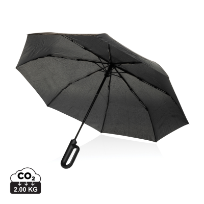 Picture of YARA 21 INCH AWARE™ RPET SOLID COLOUR UMBRELLA with Carabiner in Black.