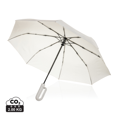 Picture of YARA 21 INCH AWARE™ RPET SOLID COLOUR UMBRELLA with Carabiner in Beige.