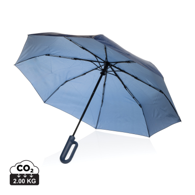 Picture of YARA 21 INCH AWARE™ RPET SOLID COLOUR UMBRELLA with Carabiner in Navy