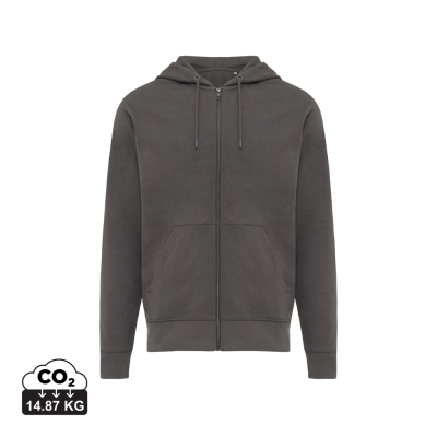 Picture of IQONIQ ABISKO RECYCLED COTTON ZIP THROUGH HOODED HOODY in Anthracite Grey.