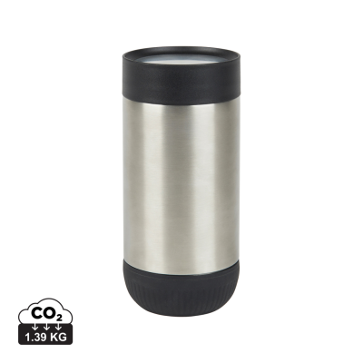 Picture of VINGA ERIE RCS RECYCLED SS PUSH MUG 350 ML in Silver, Black.