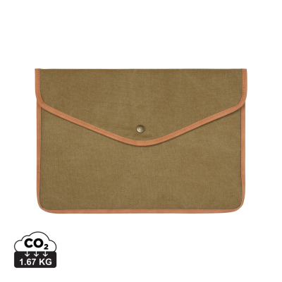 Picture of VINGA BOSLER GRS RECYCLED CANVAS 14 INCH LAPTOP SLEEVE in Green.