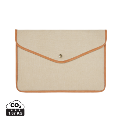 Picture of VINGA BOSLER GRS RECYCLED CANVAS 14 INCH LAPTOP SLEEVE in Greige.