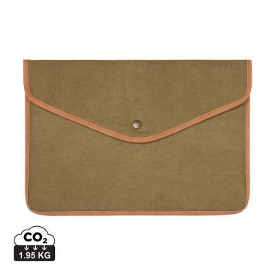 Picture of VINGA BOSLER GRS RECYCLED CANVAS 16 INCH LAPTOP SLEEVE in Green.