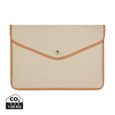 Picture of VINGA BOSLER GRS RECYCLED CANVAS 16 INCH LAPTOP SLEEVE in Beige.