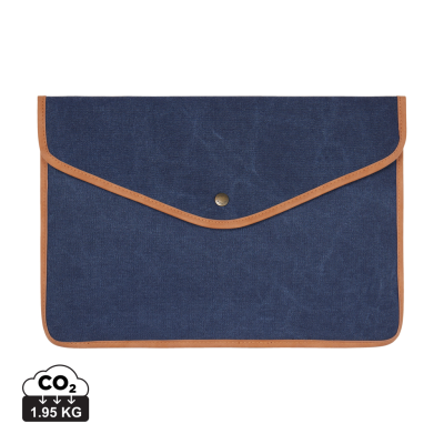 Picture of VINGA BOSLER GRS RECYCLED CANVAS 16 INCH LAPTOP SLEEVE in Navy.