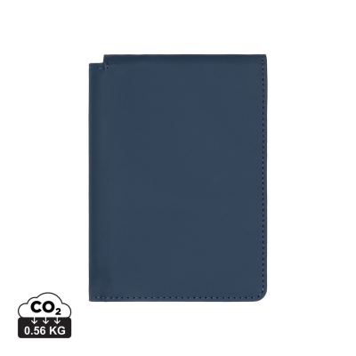 Picture of VINGA BALTIMORE RCS RECYCLED POLYESTER RFID PASSPORT COVER in Navy.