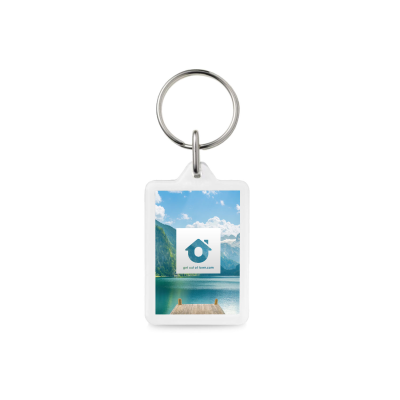 Picture of ACRYLIC INSERT KEYRING - Y1 - 47MM x 30MM in Clear Transparent 