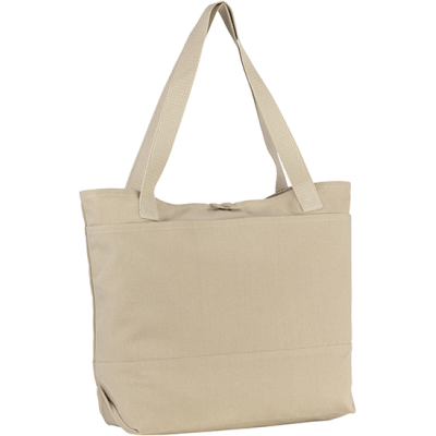 Picture of WALMER 12OZ COTTON RECYCLED POPPER TOTE in Natural Biscuit.